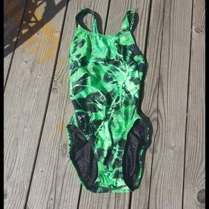 Green and black Speedo swimsuit